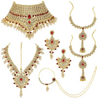 Peora Gold Plated American Diamond Jodha Akbar Bridal Choker Necklace Traditional Jewellery Set for Women Girls