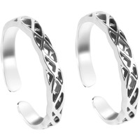 Clara 925 Sterling Silver Knotted Toe Rings Pair | Size Adjustable, Oxidised | Gift for Women and Girls