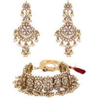 ZAVERI PEARLS Traditional Kundan & Pearls Necklace Set For Women-ZPFK9097