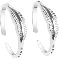 Clara 925 Sterling Silver Leaf Toe Rings Pair | Size Adjustable | Gift for Women and Girls