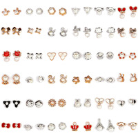 Shining Diva Fashion multicolor Non Precious Metal Base Metal Latest Pearl Stud Earrings for Girls (Style07-36 Pairs Combo Set, sd12020er)