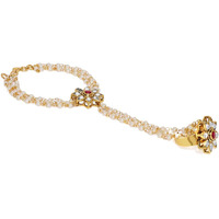 ZAVERI PEARLS Gold Tone Embellished With Pearls & Kundan Ring Bracelet For Women-ZPFK7415