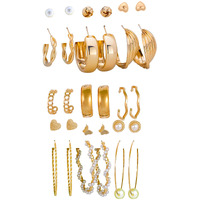 Fashion Frill Earrings For Women Fashion Pearl & AD Gold Plated Studs Earrings For Women Girls Trendy Love Gifts Earrings Combo Set