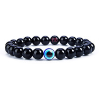 Hot And Bold Unisex-Adult Natural Gemstones Reiki Healing Bracelet With Evil Eye Beads - Authentic Certified Healing Stone Jewelry (Black Tourmaline Shield Nazar Bracelet)