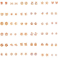 Shining Diva Fashion Latest Fancy Design Non Precious Base Metal Golden Stud Earrings for Girls - 36 Pair Combo Set (12135er)