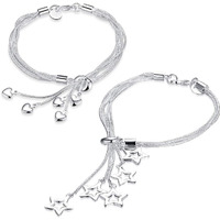 YouBella Jewellery Silver Plated Stylish Latest Crystal Combo of Bracelet Bangle Jewellery For Girls and Women (Hearts & Stars)