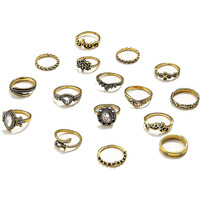 Fashion Frill Ring For Girls Golden CZ Gold Plated Multi Deisgns Boho Ring Midi Finger Ring For Women Jewellery Ring Set