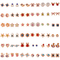 Shining Diva Fashion Multicolour Non Precious Base Metal Pearl Design Stud Earrings for Women - 36 Pairs Combo Set (12140er)