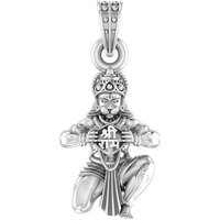 Akshat Sapphire Sterling Silver (92.5% purity) Hanuman Pendant for Men & Women Pure Silver Bajrang Bali Locket for Good Health & Wealth