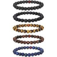 Hot And Bold Boys Gemstone Bead Bracelet Set With Certificate, Natural Stones, Stylish Jewelry (Radiant Love Combo Bracelet)