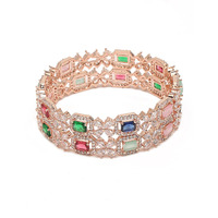 YouBella Jewellery Stylish Rose Gold Plated Multi-Color Stone Studded Bangles for Girls and Women (YBBN_91889) (Gold) (2.6)