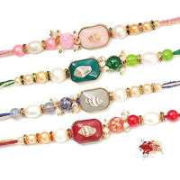 To The Nines Rakhi for Brother with Tilak Material & Greeting Card - Pack of 4 Rakhi