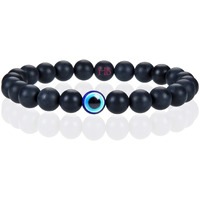 Natural Gemstones Reiki Healing Bracelet with Evil Eye Beads - Authentic Certified Healing Stone Jewelry (Onyx Shadow Guardian Bracelet)