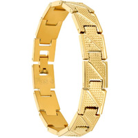 Fas + Brass Premium High Durable Guaranteed Pvd Gold Plating Looser Bracelet for Men (LBBM2) (Gold)