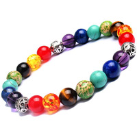 Young & Forever Gift Special DVine Lava Stone 7 Chakra Hamsa Hand Evil Eye Healing Yoga Beads Strand Bracelet For Women, Men, Girls and Boys