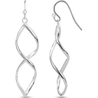 Amazon Brand - Nora Nico 925 Sterling Silver BIS Hallmarked Linear Drop Dangle Twisted Earrings for Girl Women