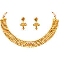 JFL - Jewellery for Less Traditional One Gram Gold Plated Beaded Maharashtrian Looks Patta Necklace Set with Jhumki Earring for Women and Girls,Valentine