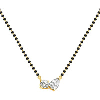 MINUTIAE Stylish AD Pendant Necklace Black Beads Mangalsutra For Women With Extendable Chain (Gold)