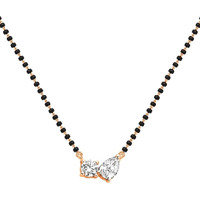 MINUTIAE Stylish AD Pendant Necklace Black Beads Mangalsutra For Women With Extendable Chain (Rose Gold)