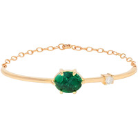 MINUTIAE Oval Jade Green Cabachon Dainty Chain Bracelet - Rose Gold | Adjustable and Extendable Loop for Chain | Ideal Gift for Her/Girl/Women