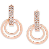 Zaveri Pearls Rose Gold Cubic Zirconia Contemporary Rings Drop Brass Bali Earring For Women-ZPFK9472