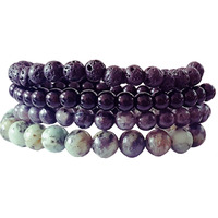 Young & Forever Gift Dvine African Turquoise Onyx Lava Rock Diffuser Healing Beads Yoga Reiki Natural Stone Unisex Spiritual Energy multistrand Bracelet for Men/Women/Boys/Girls