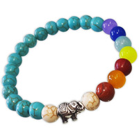 Young & Forever Gift For Unisex Adult Turquoise & Howlite 7 Chakra Healing Energy Stone Reiki Crystal Bracelet B666