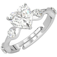 Clara Pure 925 Sterling Silver Heart Finger Ring with Adjustable Band | Gift for Women Girls Wife Girlfriend | Swiss Zircon Rhodium Plated
