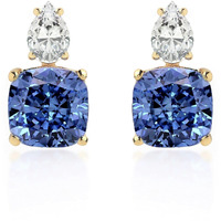 MINUTIAE 18KT Gold Plated Blue Titanic & White Pear Shape Crystal Ear Tops Stud Earring Jewellery For Women and Girls