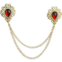 Kavove The Twin Garnet Golden Colour Brooch