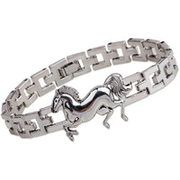 Shining Diva Fashion Silver Stainless Steel Silver Plated Horse Stylish Bracelet for Men and Boys-(10060b)
