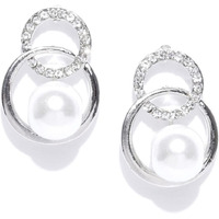 Zaveri Pearls Silver Tone Embellished With Austrian Diamonds & Pearl Stud Earring For Women-ZPFK8342