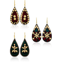 YouBella Jewellery Afghani Tibetan earrings for Girls/Women (Combo of 3)
