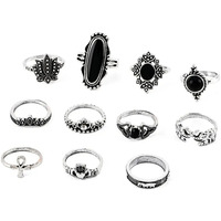 Fashion Frill Silver Ring For Girls Oxidized Silver Plated Boho Midi Finger Rings For Women Girls Rings Jewellery Combo Set