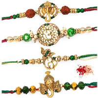 To The Nines Rakhi for Brother with Tilak Material & Greeting Card - Pack of 4 Rakhi