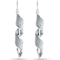 Amazon Brand - Nora Nico 925 Sterling Silver Jewelry Twist Glitter Light-Weight Drop Dangle Earrings for Women and Girls - BIS Hallmarked