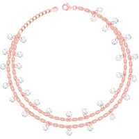 GIVA 925 Silver Rose Gold Layered Queens Anklet,(Single) | Rakhi Rakshabandhan Gift for Sister Bhabhi, Gifts for Women & Girls| With Certificate of Authenticity and 925 Stamp | 6 Month Warranty*