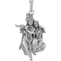 AKSHAT SAPPHIRE Sterling Silver (92.5% purity) God Radha Krishna (Big Size) Pendant for Men & Women Pure Silver Lord Radha kishan (Big Size) Locket for Good Health & Wealth