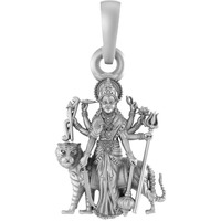 Akshat Sapphire Sterling Silver (92.5% purity) Goddess Durga Maa Pendant for Men & Women Pure Silver Durga Maa Locket for Good Health & Wealth (Sherawali Maa Pendant (27MM))