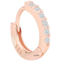 ELOISH 92.5 Sterling Silver Nose Ring for Women. 92.5% Pure Silver CZ Studded Nose Ring for Girls (CZNOSERINGSILVER) (10MM ROSE GOLD)