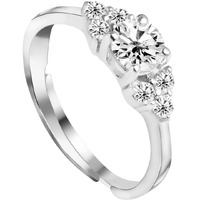Clara 925 Sterling Silver Cute Ring with Adjustable Band | Rhodium Plated, Swiss Zirconia | Gift for Women & Girls