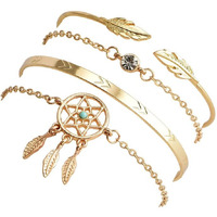 Shining Diva Fashion Set of 4 Stylish Multilayer Crystal Bangle Gold Plated Bracelet for Women and Girls (rr10711b), One Size