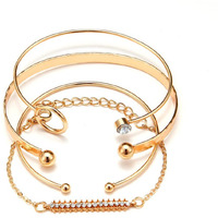 Shining Diva Fashion Set of 4 Stylish Multilayer Crystal Bangle Gold Plated Bracelet for Women and Girls (Golden) (rrsd13078b), One Size