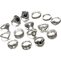 Fashion Frill Silver Ring For Girls Finger Ring Oxidized Silver Plated AD Silver Boho Midi Finger Rings For Women Girls Ring Jewellery Combo Set (Classic)