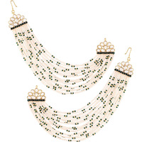 I Jewels 18K Gold Plated Multi Strand Earring with Ear Chain Embellished With Pearl For Women/Girls (E2882G)