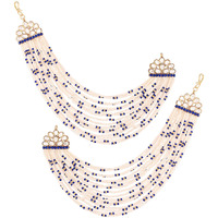I Jewels 18K Gold Plated Multi Strand Earring with Ear Chain Embellished With Pearl For Women/Girls (E2882Bl)