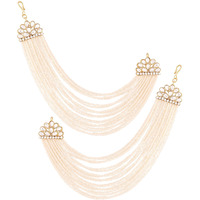 I Jewels 18K Gold Plated Multi Strand Earring with Ear Chain Embellished With Pearl For Women/Girls (E2882W)