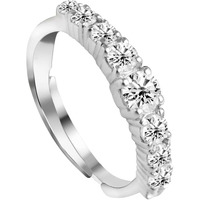 CLARA 925 Sterling Silver Graduation Ring with Adjustable Band | Rhodium Plated, Swiss Zirconia | Gift for Women & Girls