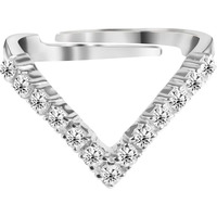 Clara 925 Sterling Silver V Shape Ring with Adjustable Band | Rhodium Plated, Swiss Zirconia | Gift for Women & Girls