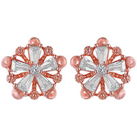 GIVA 925 Silver Rose Gold Baguette Flower Earrings|Gifts For Girlfriend,Rakshabandhan Gift For Sister Bhabhi,Gifts For Women&Girls|With Certificate Of Authenticity And 925 Stamp|6 Month Warranty*
